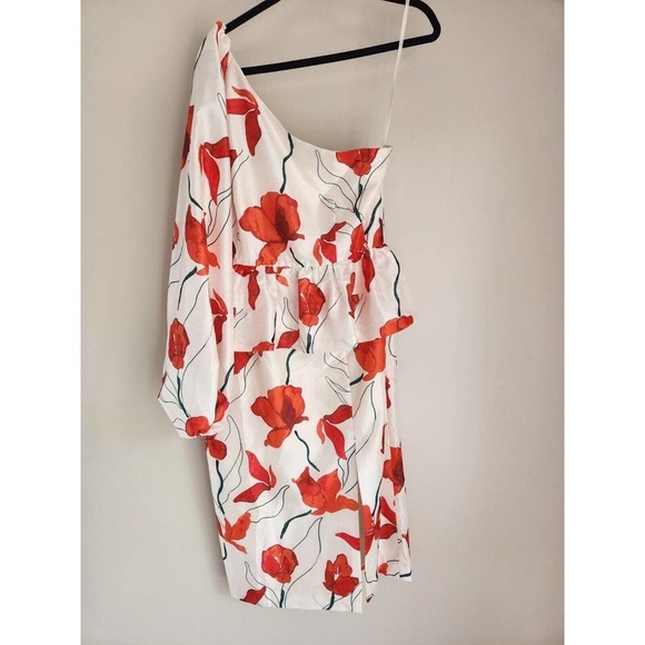 NWT Anthropologie Hutch One-Shoulder Floral Peplum Dress size 12 - Picture 6 of 11